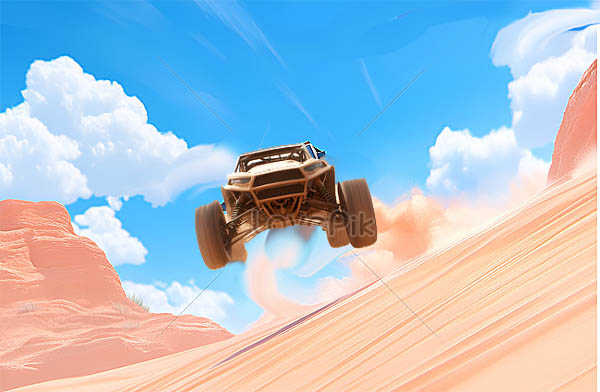 砂漠を走る車